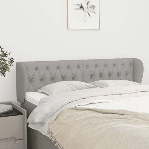 vidaXL Cabeceira de cama c abas tecido 147x23x7888 cm cinzento-claro