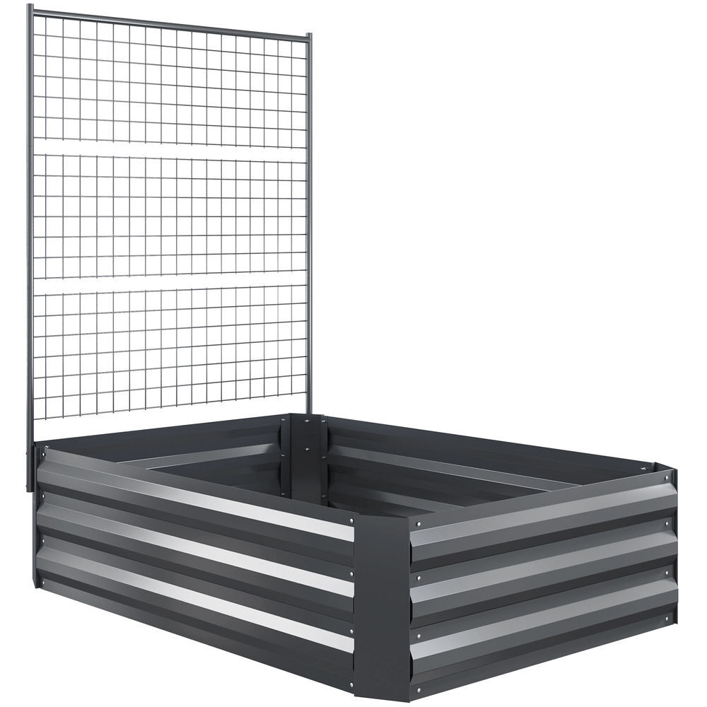 Outsunny jardinera exterior grande de acero galvanizado jardinera de exterior con celosía para plantas trepadoras y fondo abierto para patio terraza balcón 80x115x125 cm gris oscuro