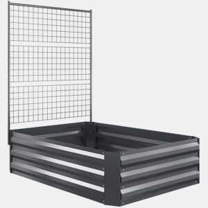 Outsunny Caixa de Plantio Grande de Exterior Caixa de Plantio de Aço Galvanizado com Treliça para Plantas Trepadeiras e Fundo Aberto para Pátio Varanda 80x115x125 cm Cinza Escuro