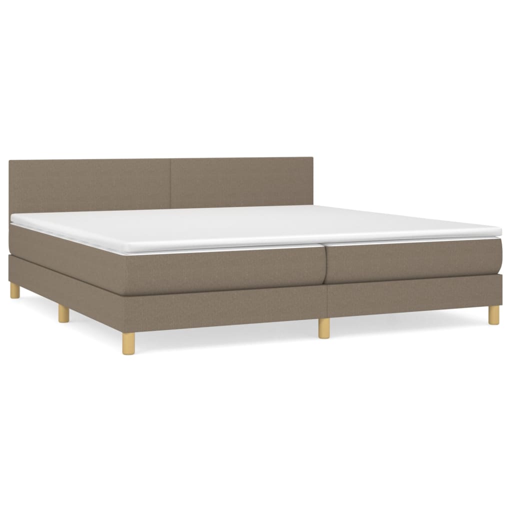 cama box spring con colchon tela gris taupe 200x200 cm diseno plano
