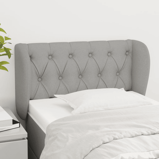 vidaXL Cabeceira de cama c abas tecido 83x23x7888 cm cinzento-claro vidaXL Cabeceira de cama c abas tecido 83x23x7888 cm cinzento-claro