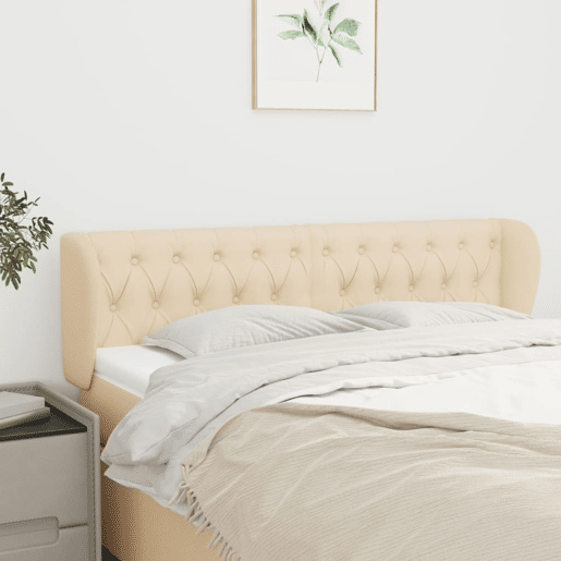 vidaXL Cabeceira de cama c abas tecido 147x23x7888 cm creme
