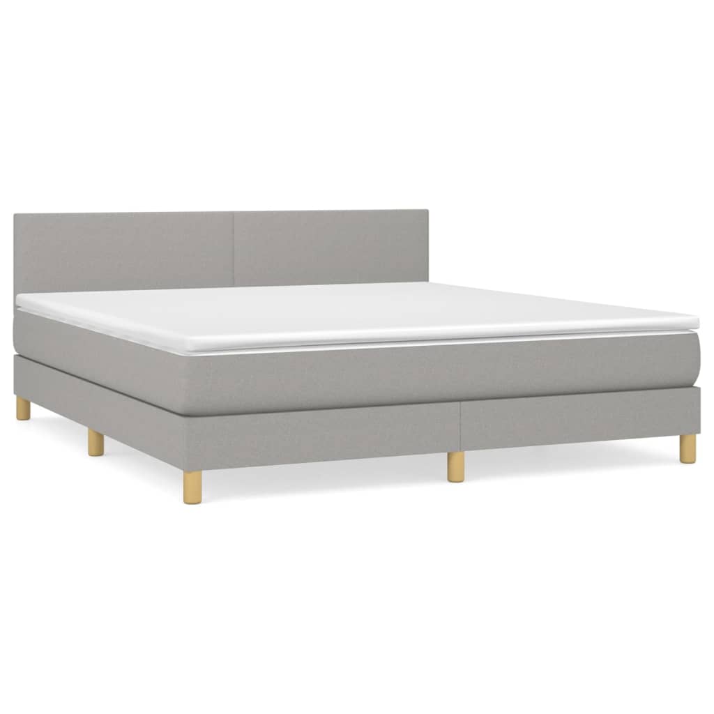 cama box spring con colchon tela gris claro 180x200 cm diseno plano
