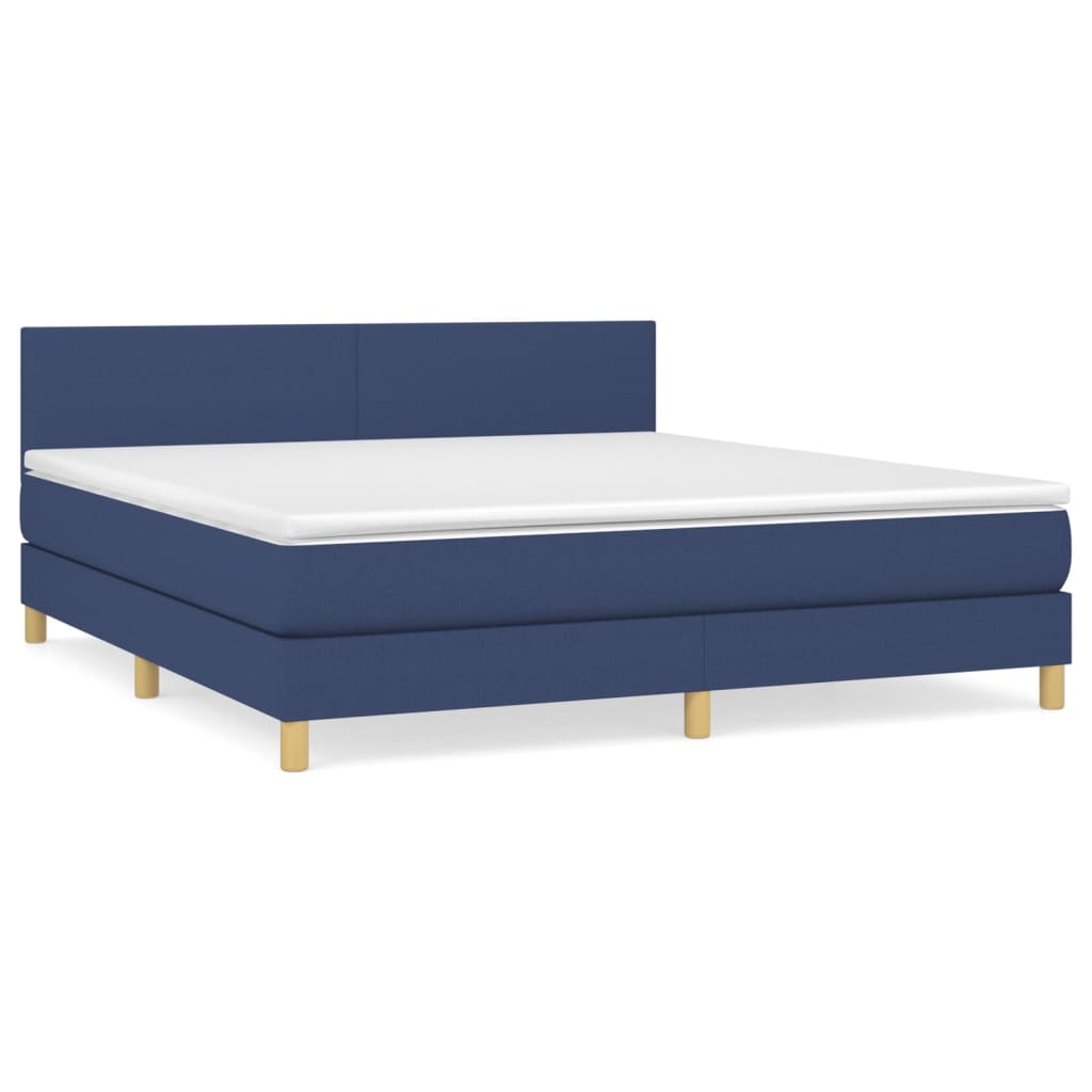 cama box spring con colchon tela azul 180x200 cm diseno plano
