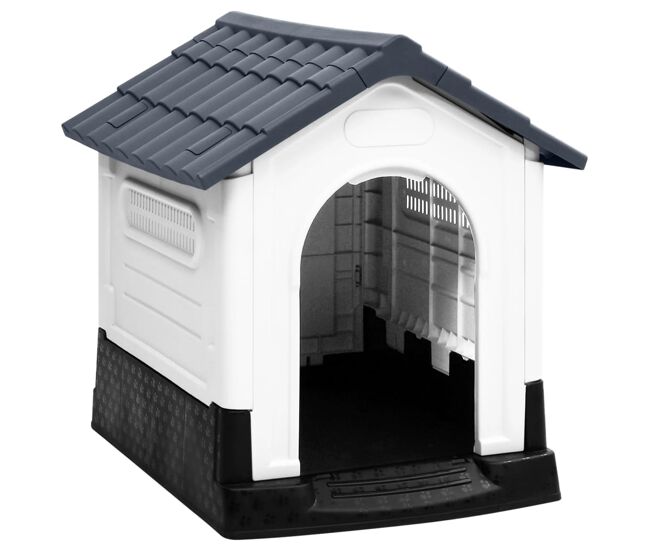 Vidaxl casa para perro gris 57x68x66 cm polipropileno