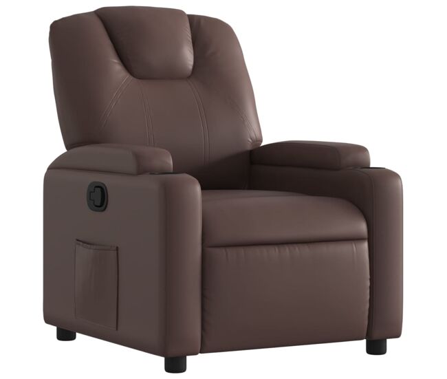 Vidaxl sillón reclinable de cuero sintético marrón
