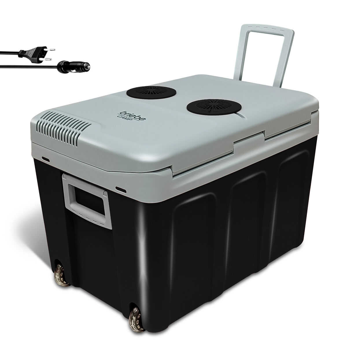 Briebe cf1155blk nevera portátil eléctrica de viaje, coche, camping, 40 l, conexión 12v y 220v, enfría y calienta, 58 , negro