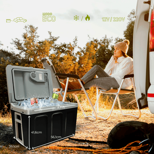 Briebe CF1155BLK Geleira Eléctrica 40L, Refrigerador Eléctrico Portátil, Campismo Viagens 12V  220 - 240V, Refrigeração e Aquecimento, 58 , Preto