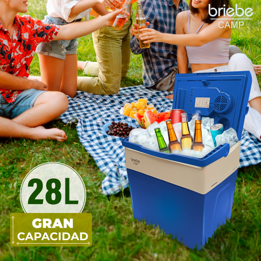 Briebe CF1153BLU Geleira Eléctrica 28L, Refrigerador Eléctrico Portátil, Campismo Viagens 12V  220 - 240V, Refrigeração e Aquecimento, 55, Azul