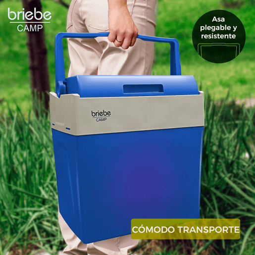 Briebe CF1153BLU Geleira Eléctrica 28L, Refrigerador Eléctrico Portátil, Campismo Viagens 12V  220 - 240V, Refrigeração e Aquecimento, 55, Azul