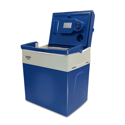 Briebe CF1153BLU Geleira Eléctrica 28L, Refrigerador Eléctrico Portátil, Campismo Viagens 12V  220 - 240V, Refrigeração e Aquecimento, 55, Azul