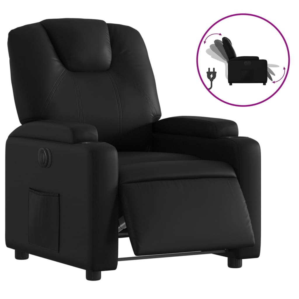 Vidaxl sillón reclinable eléctrico de cuero sintético negro