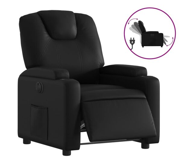 Vidaxl sillón reclinable eléctrico de cuero sintético negro