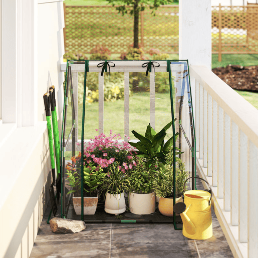 Outsunny Estufa Pequena Estufa de Exterior Porta com Fecho de Correr Base de Tecido PE Impermeável e Estrutura de Aço Estufa para Cultivar Plantas Flores 90x90x105 cm Transparente