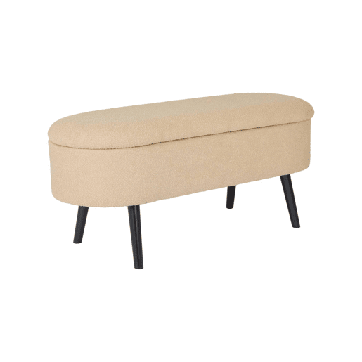Banco, extremidade da cama com revestimento de boucle, Sherpa, Beige, 112x44x50 cm