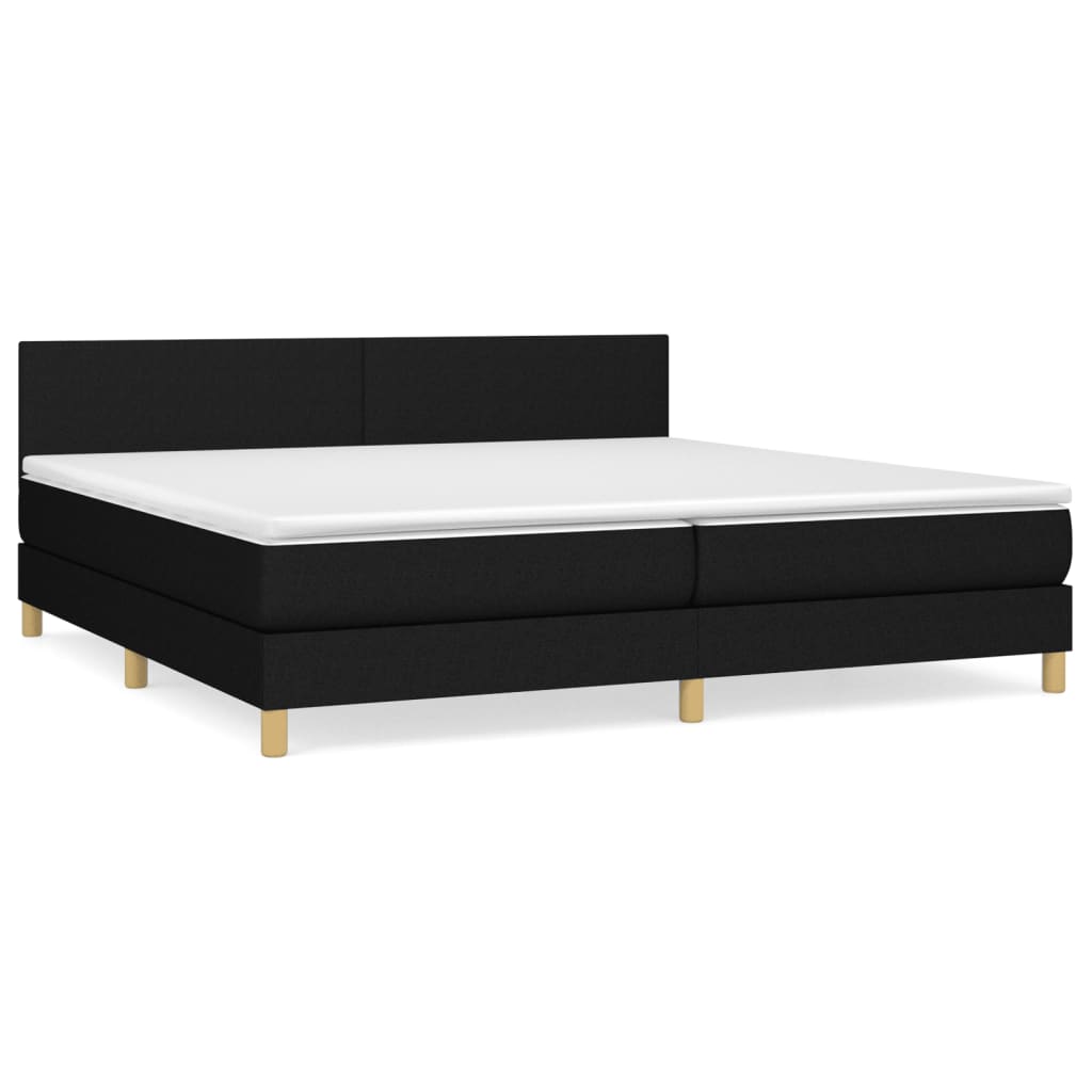 cama box spring con colchon tela negro 200x200 cm diseno plano
