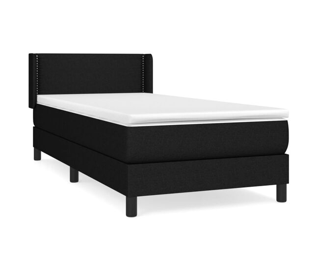 Cama box spring con colchón tela negro 80x200 cm liso con clavos