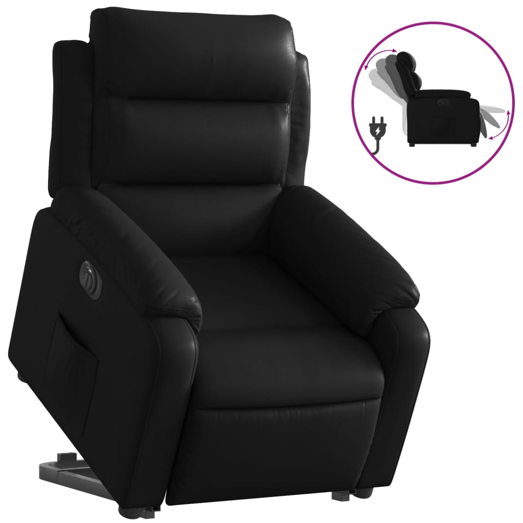 Vidaxl sillón reclinable y elevable eléctrico cuero sintético negro