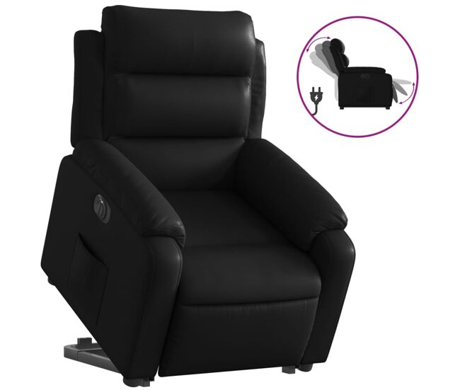 Vidaxl sillón reclinable y elevable eléctrico cuero sintético negro