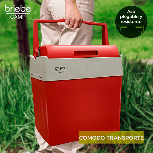 Briebe CF1153RED Geleira Eléctrica 28L, Refrigerador Eléctrico Portátil, Campismo Viagens 12V  220 - 240V, Refrigeração e Aquecimento, 55, Vermelho