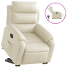 vidaXL Poltrona reclinável elevatória elétrica couro artificial creme