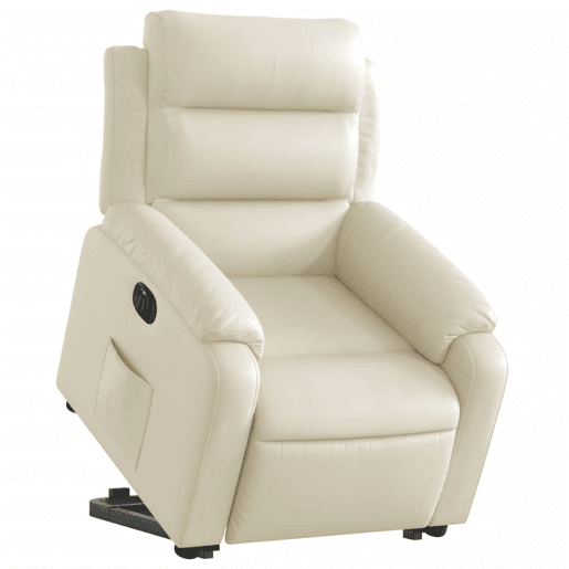 vidaXL Poltrona reclinável elevatória elétrica couro artificial creme