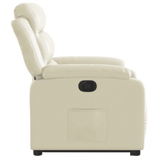 vidaXL Poltrona reclinável elevatória elétrica couro artificial creme
