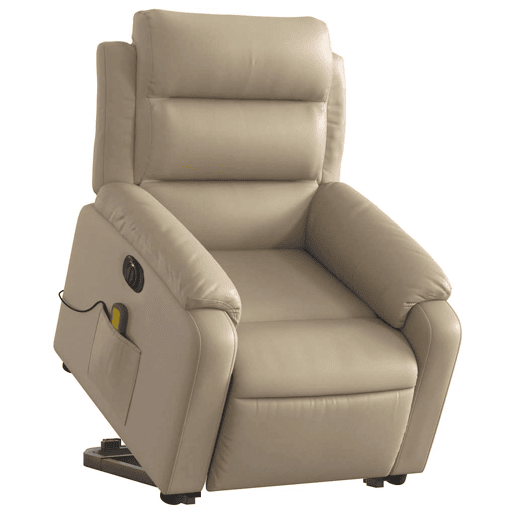 vidaXL Poltrona reclinável elevatória elétrica couro artif. cappuccino vidaXL Poltrona reclinável elevatória elétrica couro artif. cappuccino