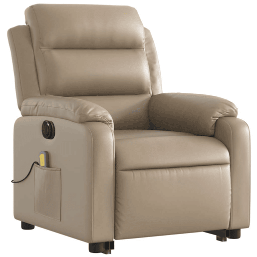 vidaXL Poltrona reclinável elevatória elétrica couro artif. cappuccino vidaXL Poltrona reclinável elevatória elétrica couro artif. cappuccino