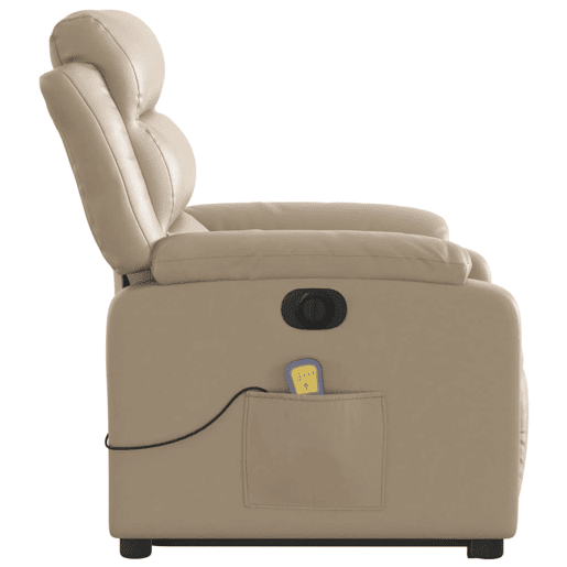 vidaXL Poltrona reclinável elevatória elétrica couro artif. cappuccino vidaXL Poltrona reclinável elevatória elétrica couro artif. cappuccino