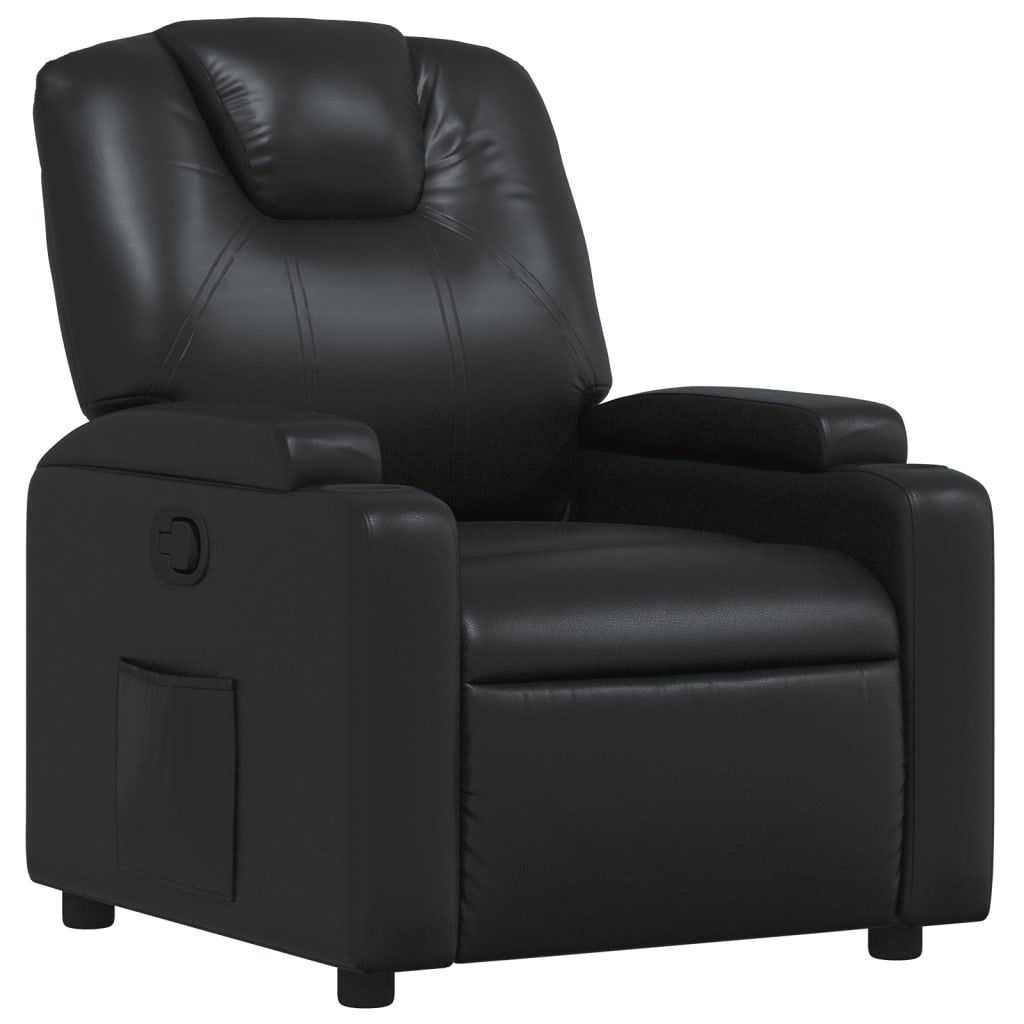 Vidaxl sillón reclinable de piel sintética negra
