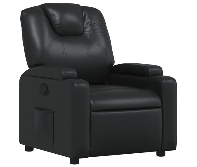 Vidaxl sillón reclinable de piel sintética negra