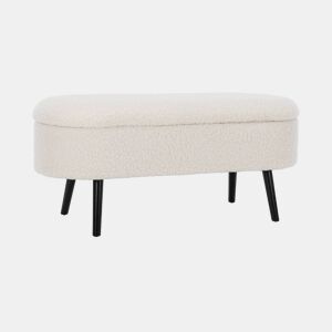 Banco, extremidade da cama com revestimento de boucle, Sherpa, Cru, 112x44x50 cm