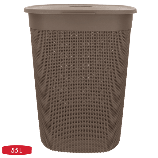 Curver Cesto para roupa suja Filo 55L castanho com tampa