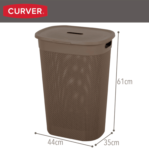 Curver Cesto para roupa suja Filo 55L castanho com tampa