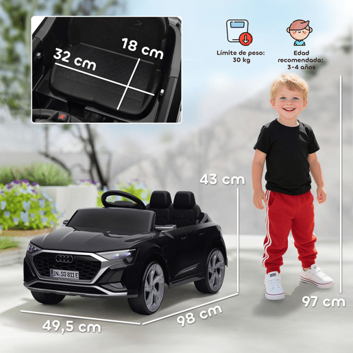 AIYAPLAY Carro Elétrico para Crianças acima de 3 Anos Carro Audi Q8 Etron Sportback Infantil com Bateria 12V Controlo Remoto Faróis Buzina e Música 98x49,5x43 cm Preto AIYAPLAY Carro Elétrico para Crianças acima de 3 Anos Carro Audi Q8 Etron Sportback Infantil com Bateria 12V Controlo Remoto Faróis Buzina e Música 98x49,5x43 cm Preto