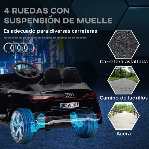 AIYAPLAY Carro Elétrico para Crianças acima de 3 Anos Carro Audi Q8 Etron Sportback Infantil com Bateria 12V Controlo Remoto Faróis Buzina e Música 98x49,5x43 cm Preto AIYAPLAY Carro Elétrico para Crianças acima de 3 Anos Carro Audi Q8 Etron Sportback Infantil com Bateria 12V Controlo Remoto Faróis Buzina e Música 98x49,5x43 cm Preto