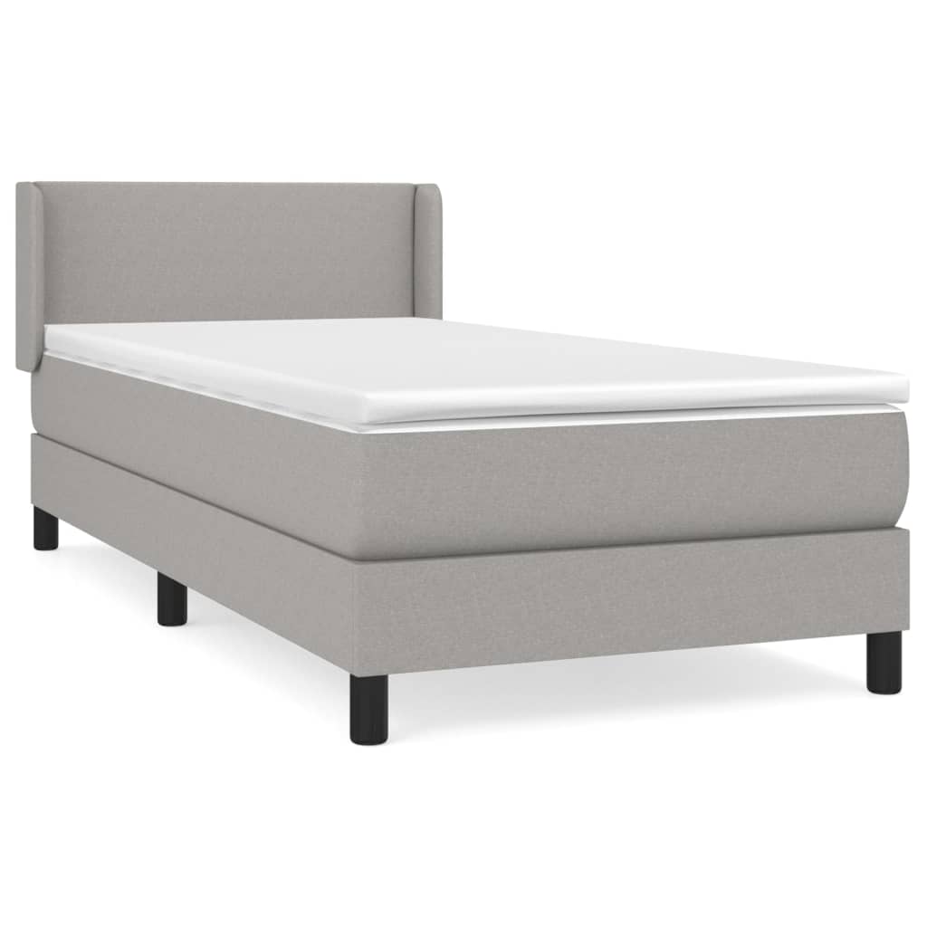 cama box spring con colchon tela gris claro 80x200 cm diseno plano