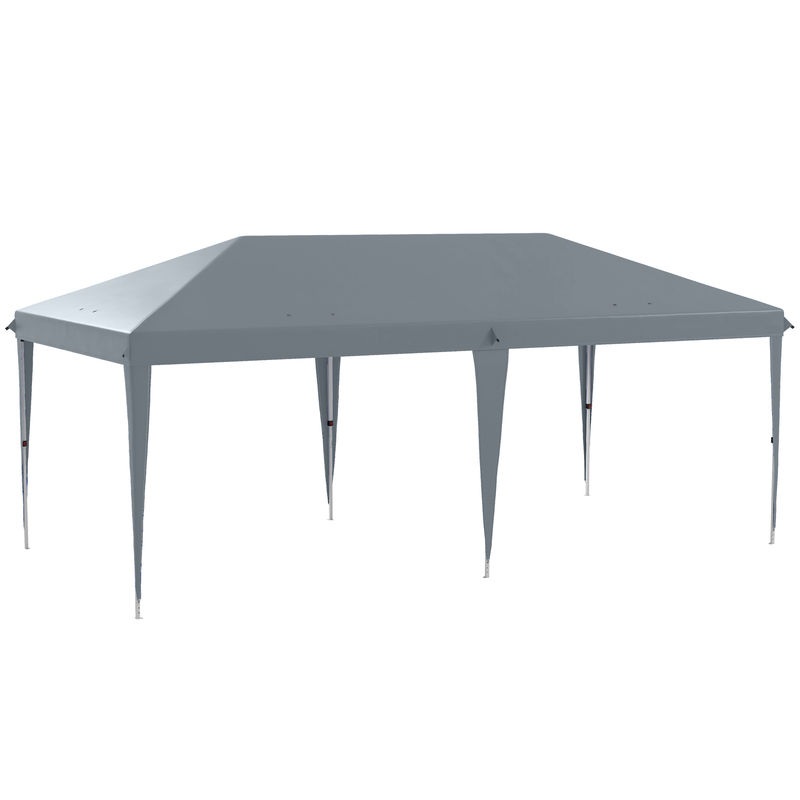 Outsunny carpa plegable gazebo 6x3 m cenador plegable con altura ajustable en 3 niveles toldo anti-uv y bolsa de transporte para camping fiestas gris claro