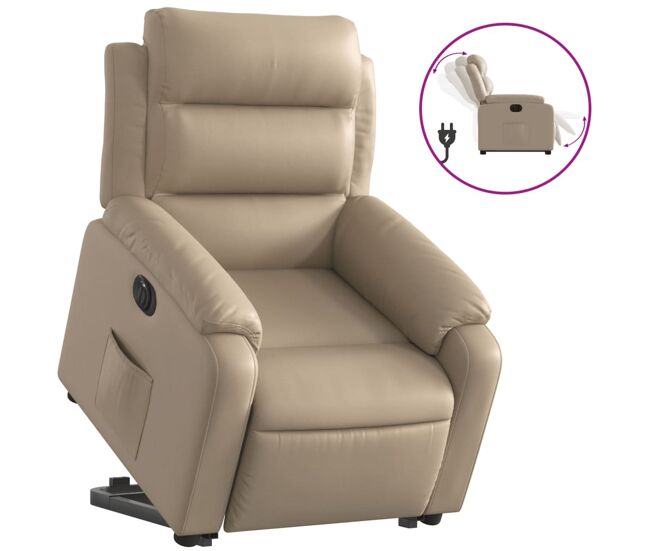 Vidaxl sillón elevable eléctrico cuero artificial capuchino