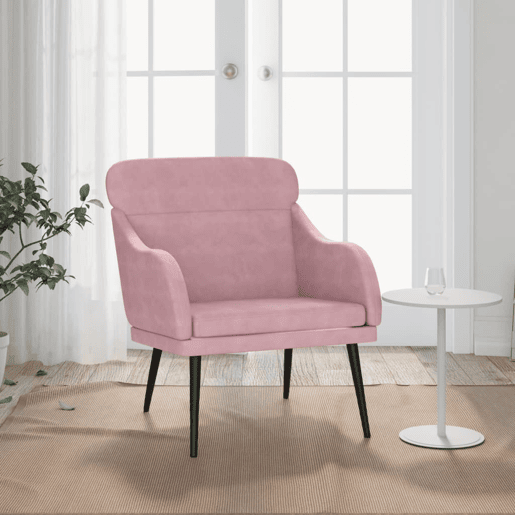 vidaXL Cadeira com apoio de braços 63x76x80 cm veludo rosa