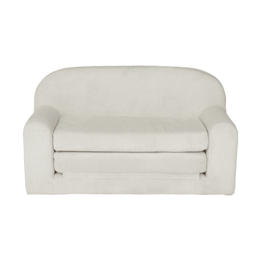 Sofá cama infantil em veludo cotelê desdobrável, Cleo, Creme, 90x43x51.5 cm