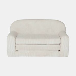Sofá cama infantil em veludo cotelê desdobrável, Cleo, Creme, 90x43x51.5 cm