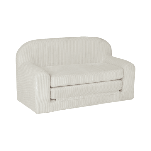 Sofá cama infantil em veludo cotelê desdobrável, Cleo, Creme, 90x43x51.5 cm