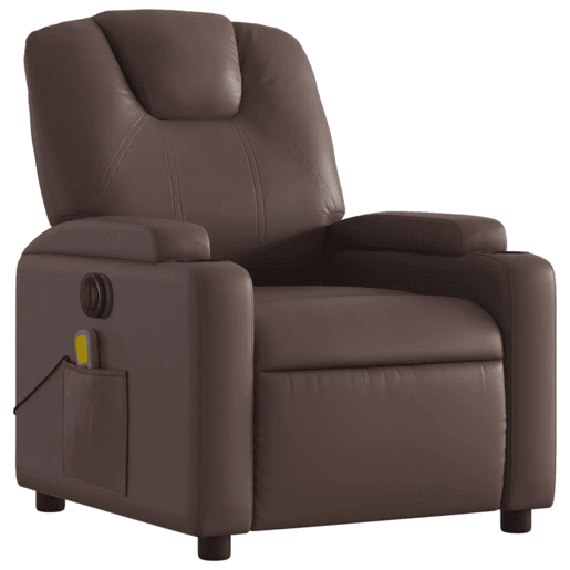 vidaXL Poltrona massagens reclinável elétrica couro artif. castanho vidaXL Poltrona massagens reclinável elétrica couro artif. castanho