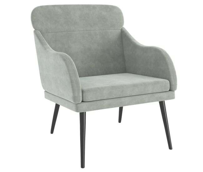 Vidaxl sillón de terciopelo gris claro 63x76x80 cm