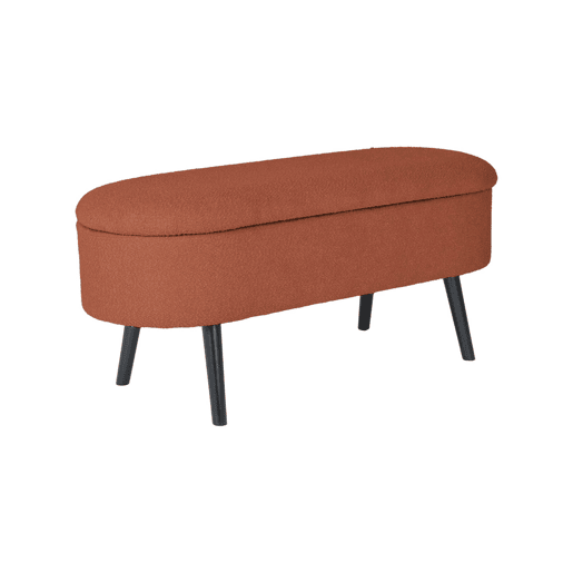 Banco, extremidade da cama com revestimento de boucle, Sherpa, Ferrugem, 112x44x50 cm