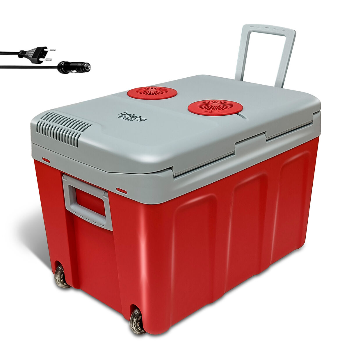 Briebe cf1155red nevera portátil eléctrica de viaje, coche, camping, 40 l, conexión 12v y 220v, enfría y calienta, 58 , rojo