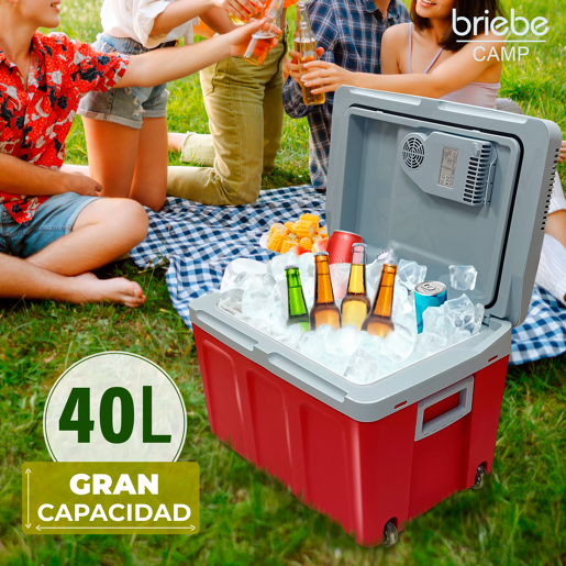 Briebe CF1155RED Geleira Eléctrica 40L, Refrigerador Eléctrico Portátil, Campismo Viagens 12V  220 - 240V, Refrigeração e Aquecimento, 58 , Vermelho