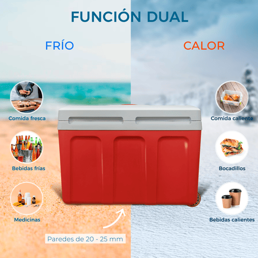 Briebe CF1155RED Geleira Eléctrica 40L, Refrigerador Eléctrico Portátil, Campismo Viagens 12V  220 - 240V, Refrigeração e Aquecimento, 58 , Vermelho